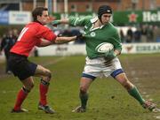3 April 2004; Rory Drysdale, Ireland, in action against Marcus Johnstone, Wales. O2 Schools Rugby International, Ireland v Wales, Donnybrook, Dublin. Picture credit; Brendan Moran / SPORTSFILE *EDI*