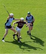 7 July 2013; Andrew Smith, Galway, in action against Liam Rushe, left, and John McCaffrey, Dublin. Leinster GAA Hurling Senior Championship Final, Galway v Dublin, Croke Park, Dublin. Picture credit: Brian Lawless / SPORTSFILE