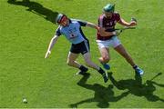 7 July 2013; Niall Corcoran, Dublin, in action against Niall Burke, Galway. Leinster GAA Hurling Senior Championship Final, Galway v Dublin, Croke Park, Dublin. Picture credit: Brian Lawless / SPORTSFILE
