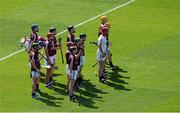 7 July 2013; The Galway team stand for the National Anthem. Leinster GAA Hurling Senior Championship Final, Galway v Dublin, Croke Park, Dublin. Picture credit: Brian Lawless / SPORTSFILE