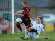 26 July 2013; Chris Lyons, Bohemians, in action against Gavin Brennan, Drogheda United. Airtricity League Premier Division, Bohemians v Drogheda United, Dalymount Park, Dublin. Picture credit: Matt Browne / SPORTSFILE