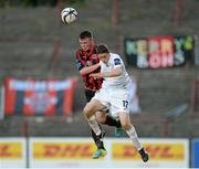 26 July 2013; Darragh Reynor, Bohemians, in action against Shane Grimes, Drogheda United. Airtricity League Premier Division, Bohemians v Drogheda United, Dalymount Park, Dublin. Picture credit: Matt Browne / SPORTSFILE