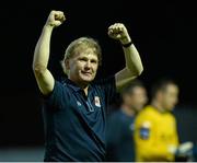26 July 2013; St. Patrick’s Athletic manager Liam Buckley celebrates at the end of the game. Airtricity League Premier Division, St. Patrick’s Athletic v Cork City, Richmond Park, Dublin. Picture credit: David Maher / SPORTSFILE