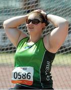 27 July 2013; Team Ireland’s Orla Barry, from Ladysbridge, Cork, prior to competing in the Women’s Discus Throw – F57/58 final. 2013 IPC Athletics World Championships, Stadium Parilly, Lyon, France. Picture credit: John Paul Thomas / SPORTSFILE