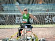 27 July 2013; Team Ireland’s Orla Barry, from Ladysbridge, Cork, competing in the Women’s Discus Throw – F57/58 final where she went on to win a silver medal with a total of 1002 points. 2013 IPC Athletics World Championships, Stadium Parilly, Lyon, France. Picture credit: John Paul Thomas / SPORTSFILE