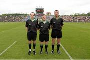 21 July 2013; Referee Ray McBrien with linesmen Shane Hehir, left, and John Gilmartin, right. Electric Ireland Connacht GAA Football Minor Championship Final, Roscommon v Mayo, Elverys MacHale Park, Castlebar, Co. Mayo. Picture credit: Stephen McCarthy / SPORTSFILE