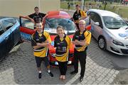 27 July 2013; Kildare footballer John Doyle and former Kilkenny hurler Martin Comerford supporting the Opel Kit for Clubs Blitz Day in St. Brigids GAA Club, Blanchardstown, with Gary Lynch, Avril Geaney and Ed Brady, from Gowan Motors. For every test drive, car service or Opel purchase made through the Opel dealer network, your local GAA club is awarded points. Build up your points and redeem them against high quality kit for your club! Log onto opelkitforclubs.com http://opelkitforclubs.com and start earning points today.  Support your local GAA club! St. Brigid's GAA Club, Blanchardstown, Dublin. Picture credit: Barry Cregg / SPORTSFILE