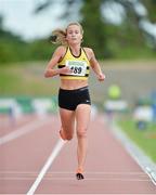 27 July 2013; Michelle Finn, Leevale A.C., Co. Cork, on her way to winning the Women's 3000m Steeplechase at the Woodie’s DIY National Senior Track and Field Championships. Morton Stadium, Santry, Co. Dublin. Picture credit: Matt Browne / SPORTSFILE