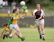 27 July 2013; Maud Annie Foley, Westmeath, in action against Shannon McGroody, Donegal. TG4 All-Ireland Ladies Senior Football Championship, Round 1, Qualifier, Donegal v Westmeath, Pairc Sean Mac Diarmada, Carrick-on-Shannon, Co. Leitrim. Picture credit: Oliver McVeigh / SPORTSFILE