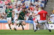 27 July 2013; Seamus Kenny, Meath, is fouled by Conor Gormley, Tyrone, resulting in a penalty been awarded. GAA Football All-Ireland Senior Championship, Round 4, Meath v Tyrone, Croke Park, Dublin. Picture credit: David Maher / SPORTSFILE