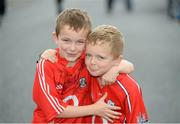 28 July 2013; Loughnane brothers Sean, age 6, left, and Ben, age 8, from Kinsale, Co. Cork, ahead of the game. GAA Hurling All-Ireland Senior Championship, Quarter-Final, Cork v Kilkenny, Semple Stadium, Thurles, Co. Tipperary. Picture credit: Stephen McCarthy / SPORTSFILE