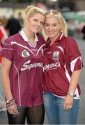 28 July 2013; Jemma Starr, left, and Laura Donoghue, from Woodford, Co. Galway, ahead of the game. GAA Hurling All-Ireland Senior Championship, Quarter-Final, Galway v Clare, Semple Stadium, Thurles, Co. Tipperary. Picture credit: Stephen McCarthy / SPORTSFILE