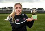 30 November 2021; Ellen Molloy of Wexford Youths with her SSE Airtricity Women’s National League Player of the Month award for October at Presentation Secondary School Kilkenny in Kilkenny. Photo by Piaras Ó Mídheach/Sportsfile