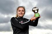 30 November 2021; Ellen Molloy of Wexford Youths with her SSE Airtricity Women’s National League Player of the Month award for October at Presentation Secondary School Kilkenny in Kilkenny. Photo by Piaras Ó Mídheach/Sportsfile