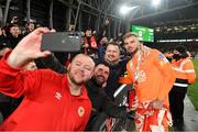 28 November 2021; St Patrick's Athletic goalkeeper Vitezslav Jaros with supporters after the Extra.ie FAI Cup Final match between Bohemians and St Patrick's Athletic at Aviva Stadium in Dublin. Photo by Eóin Noonan/Sportsfile