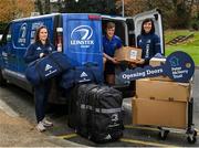 6 December 2021; Leinster Rugby have this morning announced the Peter McVerry Trust as its second charity affiliate of the new season. The Peter McVerry Trust will work with the club over the next month with the aim of raising awareness of homelessness in Ireland and in particular in the 12 counties of Leinster, with Leinster Rugby highlighting the great work of the Peter McVerry Trust across its digital and social platforms. In addition, Life Style Sports, a premium partner of Leinster Rugby, has agreed, with the support of adidas, to donate cold weather adidas Leinster Rugby kit to the Peter McVerry Trust to help those that rely on their services over the winter months ahead. The kit will be distributed from the Peter McVerry Trust headquarters in Dublin and from its regional offices in Drogheda and in Naas. In attendance at the announcement were, from left, Leinster Rugby players Jennie Finlay, Josh van der Flier and Elaine Anthony. For further information please check out pmvtrust.ie or leinsterrugby.ie Photo by Harry Murphy/Sportsfile