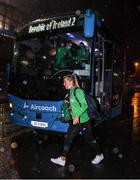 30 November 2021; Savannah McCarthy of Republic of Ireland arrives before the FIFA Women's World Cup 2023 qualifying group A match between Republic of Ireland and Georgia at Tallaght Stadium in Dublin. Photo by Stephen McCarthy/Sportsfile