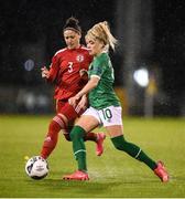 30 November 2021; Denise O'Sullivan of Republic of Ireland and Nino Pasikashvili of Georgia during the FIFA Women's World Cup 2023 qualifying group A match between Republic of Ireland and Georgia at Tallaght Stadium in Dublin. Photo by Stephen McCarthy/Sportsfile