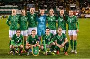 30 November 2021; The Republic of Ireland team, front row, from left, Jessica Ziu, Katie McCabe, Lucy Quinn and Denise O'Sullivan. Back row, from left, Diane Caldwell, Niamh Fahey, Louise Quinn, Courtney Brosnan, Megan Connolly, Kyra Carusa and Ruesha Littlejohn, before the FIFA Women's World Cup 2023 qualifying group A match between Republic of Ireland and Georgia at Tallaght Stadium in Dublin. Photo by Stephen McCarthy/Sportsfile