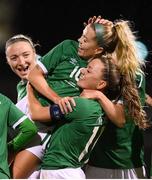 30 November 2021; Denise O'Sullivan of Republic of Ireland is congratulated by Katie McCabe, right, after scoring her side's sixth goal, during the FIFA Women's World Cup 2023 qualifying group A match between Republic of Ireland and Georgia at Tallaght Stadium in Dublin. Photo by Stephen McCarthy/Sportsfile