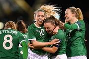 30 November 2021; Denise O'Sullivan of Republic of Ireland is congratulated by Katie McCabe, right, after scoring her side's sixth goal, during the FIFA Women's World Cup 2023 qualifying group A match between Republic of Ireland and Georgia at Tallaght Stadium in Dublin. Photo by Stephen McCarthy/Sportsfile