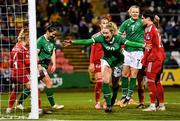 30 November 2021; Saoirse Noonan of Republic of Ireland celebrates after scoring her side's ninth goal during the FIFA Women's World Cup 2023 qualifying group A match between Republic of Ireland and Georgia at Tallaght Stadium in Dublin. Photo by Eóin Noonan/Sportsfile