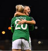 30 November 2021; Katie McCabe, right, and Saoirse Noonan of Republic of Ireland celebrate after the FIFA Women's World Cup 2023 qualifying group A match between Republic of Ireland and Georgia at Tallaght Stadium in Dublin. Photo by Eóin Noonan/Sportsfile