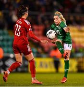 30 November 2021; Denise O'Sullivan of Republic of Ireland in action against Ani Dzadzua of Georgia during the FIFA Women's World Cup 2023 qualifying group A match between Republic of Ireland and Georgia at Tallaght Stadium in Dublin. Photo by Eóin Noonan/Sportsfile