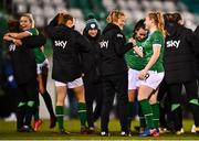 30 November 2021; Republic of Ireland manager Vera Pauw and Amber Barrett after the FIFA Women's World Cup 2023 qualifying group A match between Republic of Ireland and Georgia at Tallaght Stadium in Dublin. Photo by Eóin Noonan/Sportsfile