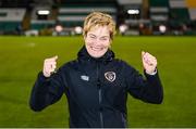 30 November 2021; Republic of Ireland manager Vera Pauw celebrates after the FIFA Women's World Cup 2023 qualifying group A match between Republic of Ireland and Georgia at Tallaght Stadium in Dublin. Photo by Stephen McCarthy/Sportsfile