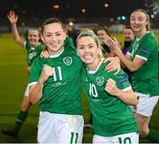30 November 2021; Katie McCabe, left, and Denise O'Sullivan of Republic of Ireland after the FIFA Women's World Cup 2023 qualifying group A match between Republic of Ireland and Georgia at Tallaght Stadium in Dublin. Photo by Stephen McCarthy/Sportsfile