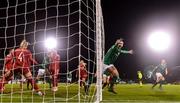 30 November 2021; Saoirse Noonan of Republic of Ireland celebrates after scoring her side's ninth goal during the FIFA Women's World Cup 2023 qualifying group A match between Republic of Ireland and Georgia at Tallaght Stadium in Dublin. Photo by Eóin Noonan/Sportsfile