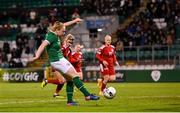 30 November 2021; Amber Barrett of Republic of Ireland shoots to score her side's tenth goal during the FIFA Women's World Cup 2023 qualifying group A match between Republic of Ireland and Georgia at Tallaght Stadium in Dublin. Photo by Stephen McCarthy/Sportsfile Photo by Stephen McCarthy/Sportsfile