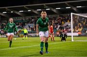 30 November 2021; Amber Barrett of Republic of Ireland celebrates after scoring her side's tenth goal during the FIFA Women's World Cup 2023 qualifying group A match between Republic of Ireland and Georgia at Tallaght Stadium in Dublin. Photo by Stephen McCarthy/Sportsfile