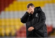 30 November 2021; Georgia manager Giorgi Chkhaidze reacts after his side's defeat in the FIFA Women's World Cup 2023 qualifying group A match between Republic of Ireland and Georgia at Tallaght Stadium in Dublin. Photo by Stephen McCarthy/Sportsfile