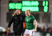 30 November 2021; Jamie Finn, left, and Amber Barrett of Republic of Ireland after the FIFA Women's World Cup 2023 qualifying group A match between Republic of Ireland and Georgia at Tallaght Stadium in Dublin. Photo by Stephen McCarthy/Sportsfile