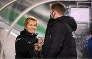 30 November 2021; Republic of Ireland manager Vera Pauw and assistant Tom Elms before the FIFA Women's World Cup 2023 qualifying group A match between Republic of Ireland and Georgia at Tallaght Stadium in Dublin. Photo by Stephen McCarthy/Sportsfile