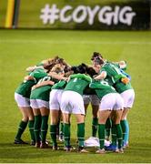 30 November 2021; Republic of Ireland players huddle before the FIFA Women's World Cup 2023 qualifying group A match between Republic of Ireland and Georgia at Tallaght Stadium in Dublin. Photo by Stephen McCarthy/Sportsfile