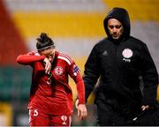 30 November 2021; Nino Pasikashvili of Georgia leaves the pitch to receive medical attention during the FIFA Women's World Cup 2023 qualifying group A match between Republic of Ireland and Georgia at Tallaght Stadium in Dublin. Photo by Stephen McCarthy/Sportsfile
