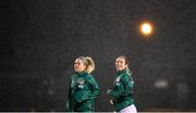 30 November 2021; Megan Connolly, right, and Denise O'Sullivan of Republic of Ireland before the FIFA Women's World Cup 2023 qualifying group A match between Republic of Ireland and Georgia at Tallaght Stadium in Dublin. Photo by Stephen McCarthy/Sportsfile