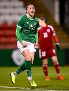 30 November 2021; Lucy Quinn of Republic of Ireland celebrates after scoring her side's third goal during the FIFA Women's World Cup 2023 qualifying group A match between Republic of Ireland and Georgia at Tallaght Stadium in Dublin. Photo by Stephen McCarthy/Sportsfile