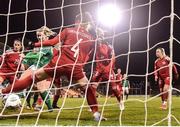 30 November 2021; Saoirse Noonan of Republic of Ireland shoots to score her side's ninth goal during the FIFA Women's World Cup 2023 qualifying group A match between Republic of Ireland and Georgia at Tallaght Stadium in Dublin. Photo by Eóin Noonan/Sportsfile