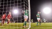 30 November 2021; Louise Quinn of Republic of Ireland celebrates with team-mate Niamh Fahey after their side's eleventh goal during the FIFA Women's World Cup 2023 qualifying group A match between Republic of Ireland and Georgia at Tallaght Stadium in Dublin. Photo by Eóin Noonan/Sportsfile