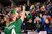 30 November 2021; Louise Quinn of Republic of Ireland gives her jersey to a Republic of Ireland supporter following the FIFA Women's World Cup 2023 qualifying group A match between Republic of Ireland and Georgia at Tallaght Stadium in Dublin. Photo by Stephen McCarthy/Sportsfile