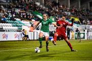 30 November 2021; Ciara Grant of Republic of Ireland in action against Khatia Tchkonia of Georgia during the FIFA Women's World Cup 2023 qualifying group A match between Republic of Ireland and Georgia at Tallaght Stadium in Dublin. Photo by Stephen McCarthy/Sportsfile
