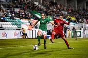 30 November 2021; Ciara Grant of Republic of Ireland in action against Khatia Tchkonia of Georgia during the FIFA Women's World Cup 2023 qualifying group A match between Republic of Ireland and Georgia at Tallaght Stadium in Dublin. Photo by Stephen McCarthy/Sportsfile