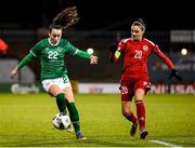 30 November 2021; Roma McLaughlin of Republic of Ireland in action against Khatia Tchkonia of Georgia during the FIFA Women's World Cup 2023 qualifying group A match between Republic of Ireland and Georgia at Tallaght Stadium in Dublin. Photo by Stephen McCarthy/Sportsfile