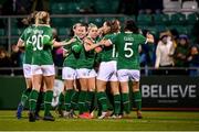 30 November 2021; Republic of Ireland players celebrate their 11th goal during the FIFA Women's World Cup 2023 qualifying group A match between Republic of Ireland and Georgia at Tallaght Stadium in Dublin. Photo by Stephen McCarthy/Sportsfile