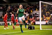 30 November 2021; Amber Barrett of Republic of Ireland celebrates after scoring her side's tenth goal during the FIFA Women's World Cup 2023 qualifying group A match between Republic of Ireland and Georgia at Tallaght Stadium in Dublin. Photo by Stephen McCarthy/Sportsfile