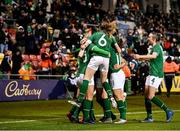 30 November 2021; Republic of Ireland players celebrate after Amber Barrett scored their tenth goal during the FIFA Women's World Cup 2023 qualifying group A match between Republic of Ireland and Georgia at Tallaght Stadium in Dublin. Photo by Stephen McCarthy/Sportsfile